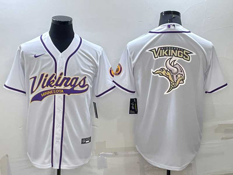 Men's Minnesota Vikings White Team Big Logo With Patch Cool Base Stitched Baseball Jersey,We sell and wholesale Men's Minnesota Vikings White Team Big Logo With Patch Cool Base Stitched Baseball Jersey on line form chian!